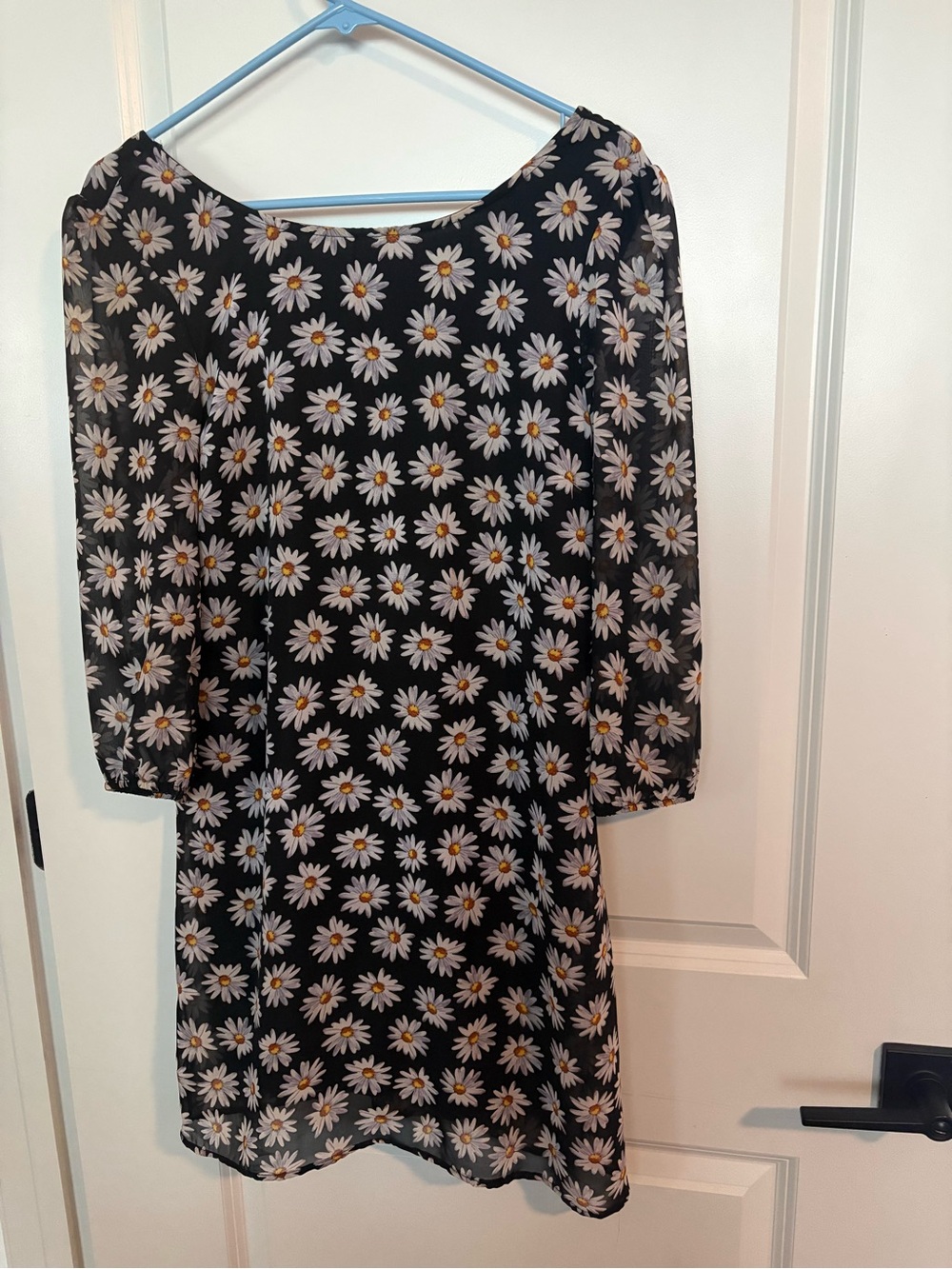 ALLOY apparel Black Mini Dress with White Daisy Print